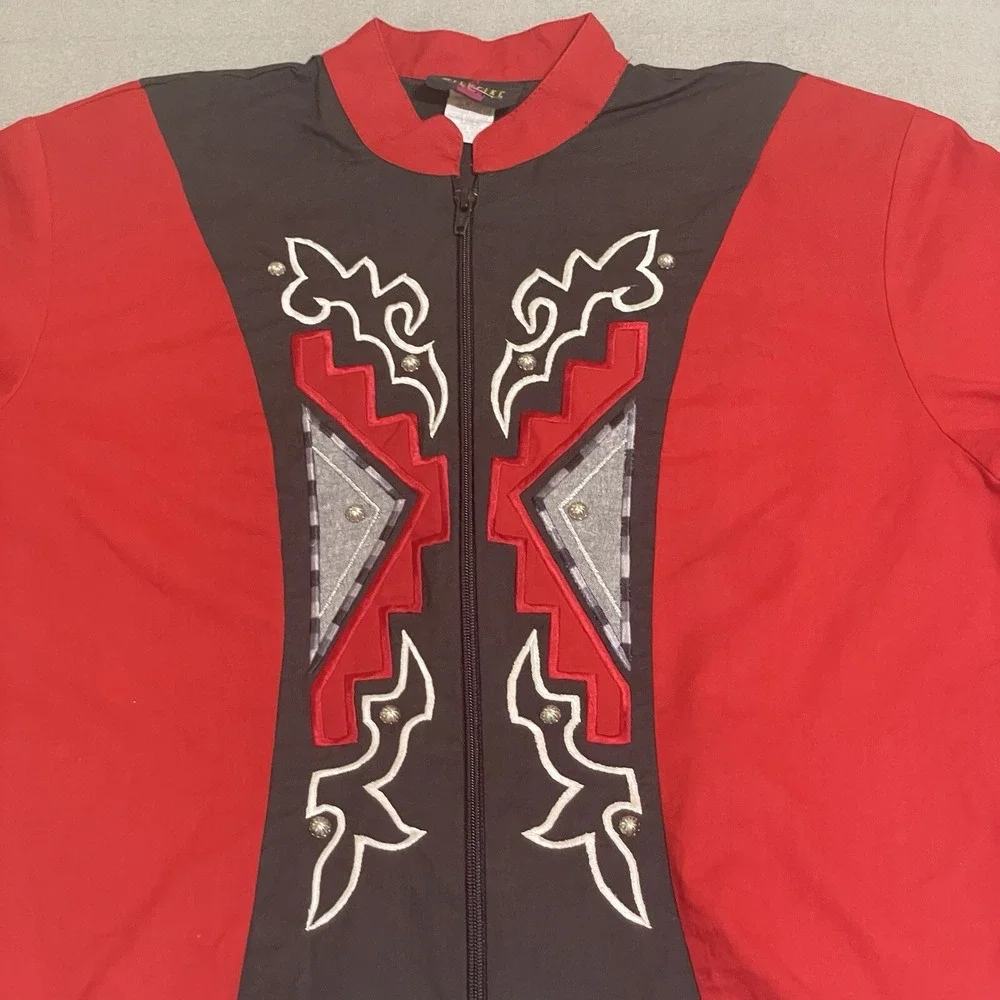 Vintage Jacket Western Cropped Cowboy Rodeo Cowgirl Embroidered 90s Country‎ L *